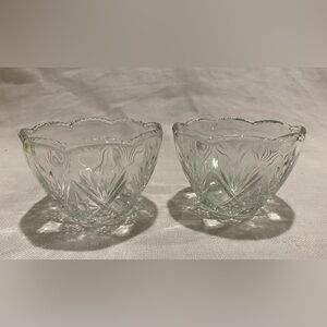Vintage 2 PineCut Collection Crystal Cut Glass Candle Holder/Nut Bowl/ice cream